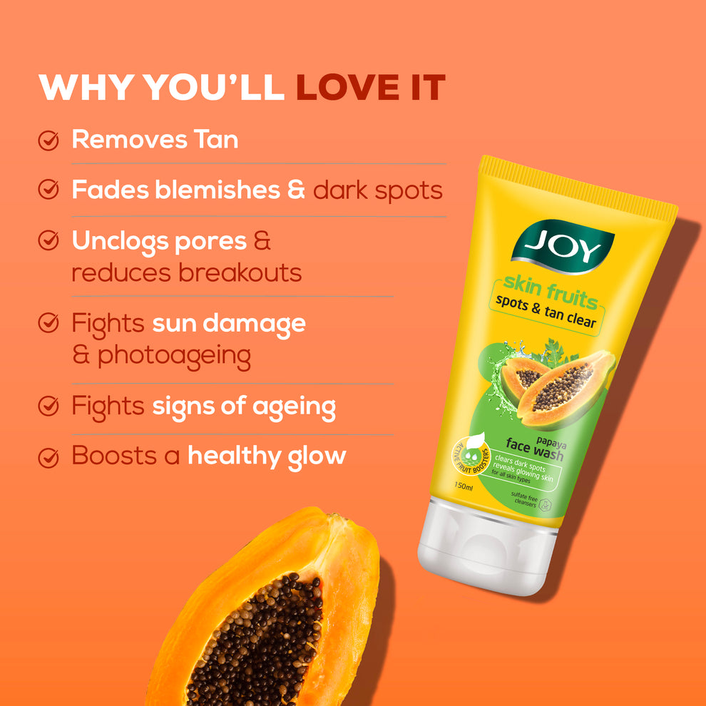 Joy Skin Fruits Spots & Tan Clear Papaya Face Wash 150ml