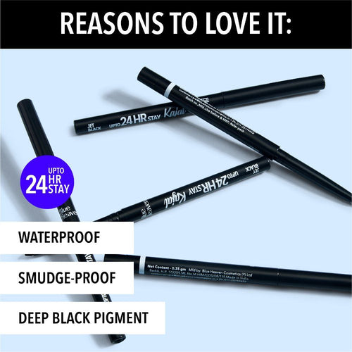 Blue Heaven
24hr Stay Kajal Black Waterproof - Jet Black
(0.30g)