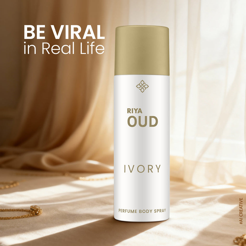 Riya OUD Ivory Deodorant for Unisex | Perfume Body Spray for Men & Women | Warm & Spice Fragrance - 200 ml